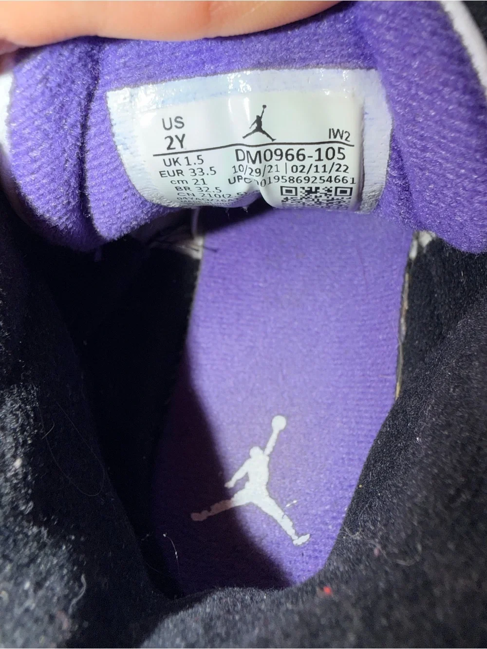 Nike Air Jordan 3 Retro PS 'Dark Iris' White/Purple (Size 2Y)